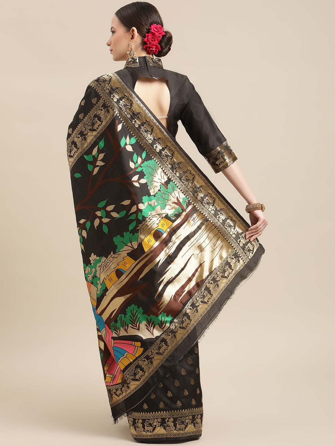 Dhiyona RV Women's Banarasi Jacquard With Zari Weaving And Printed Saree ( KVD1437 )