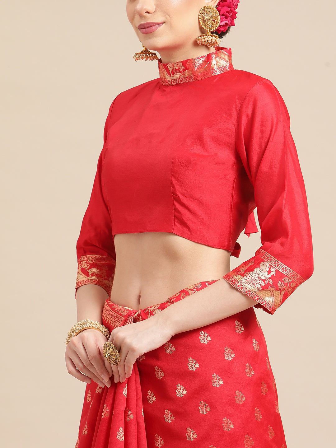 Dhiyona RV Women's Banarasi Jacquard With Zari Weaving And Printed Saree ( KVD1438 )