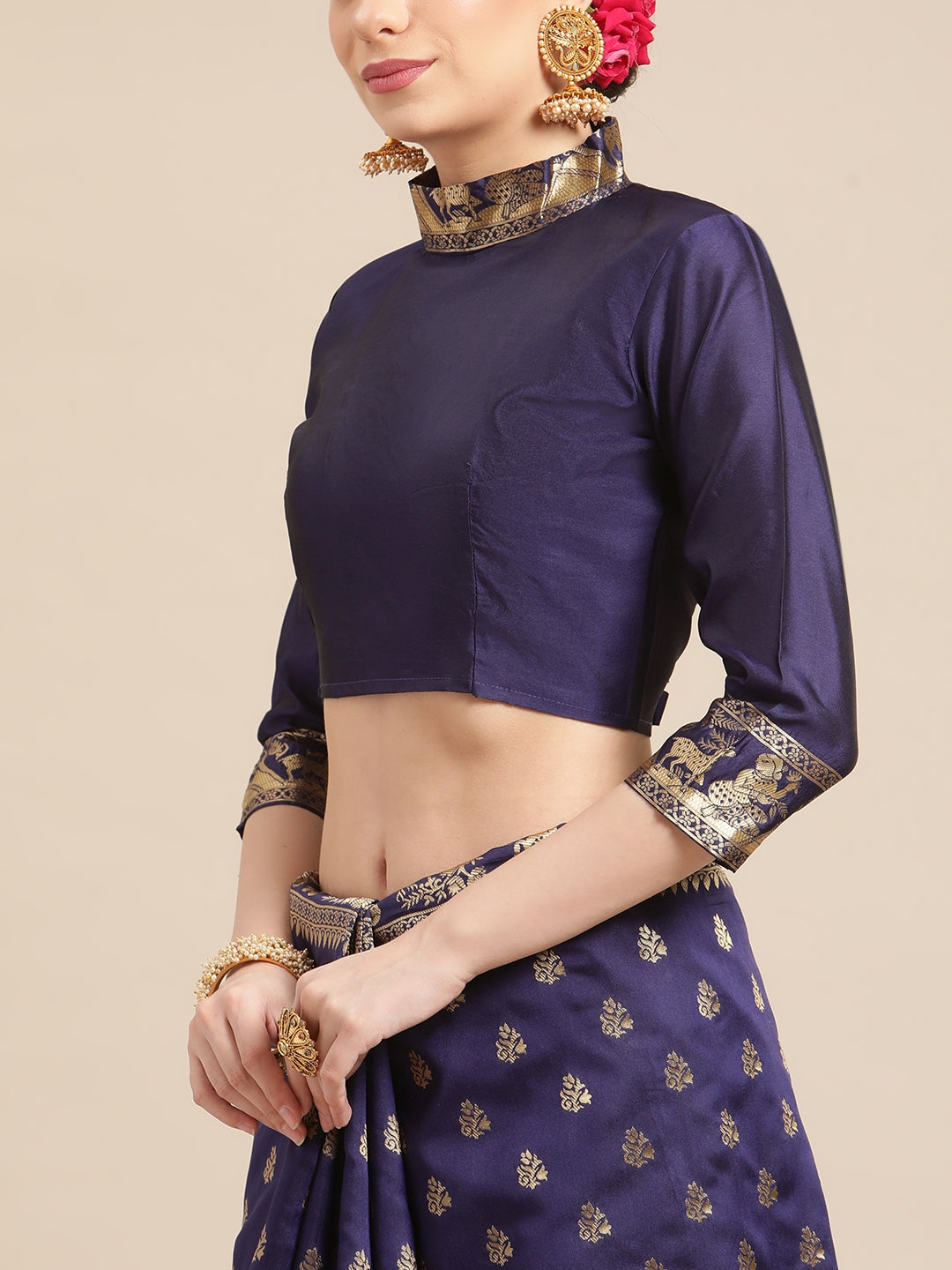 Dhiyona RV Women's Banarasi Jacquard With Zari Weaving And Printed Saree ( KVD1439 )