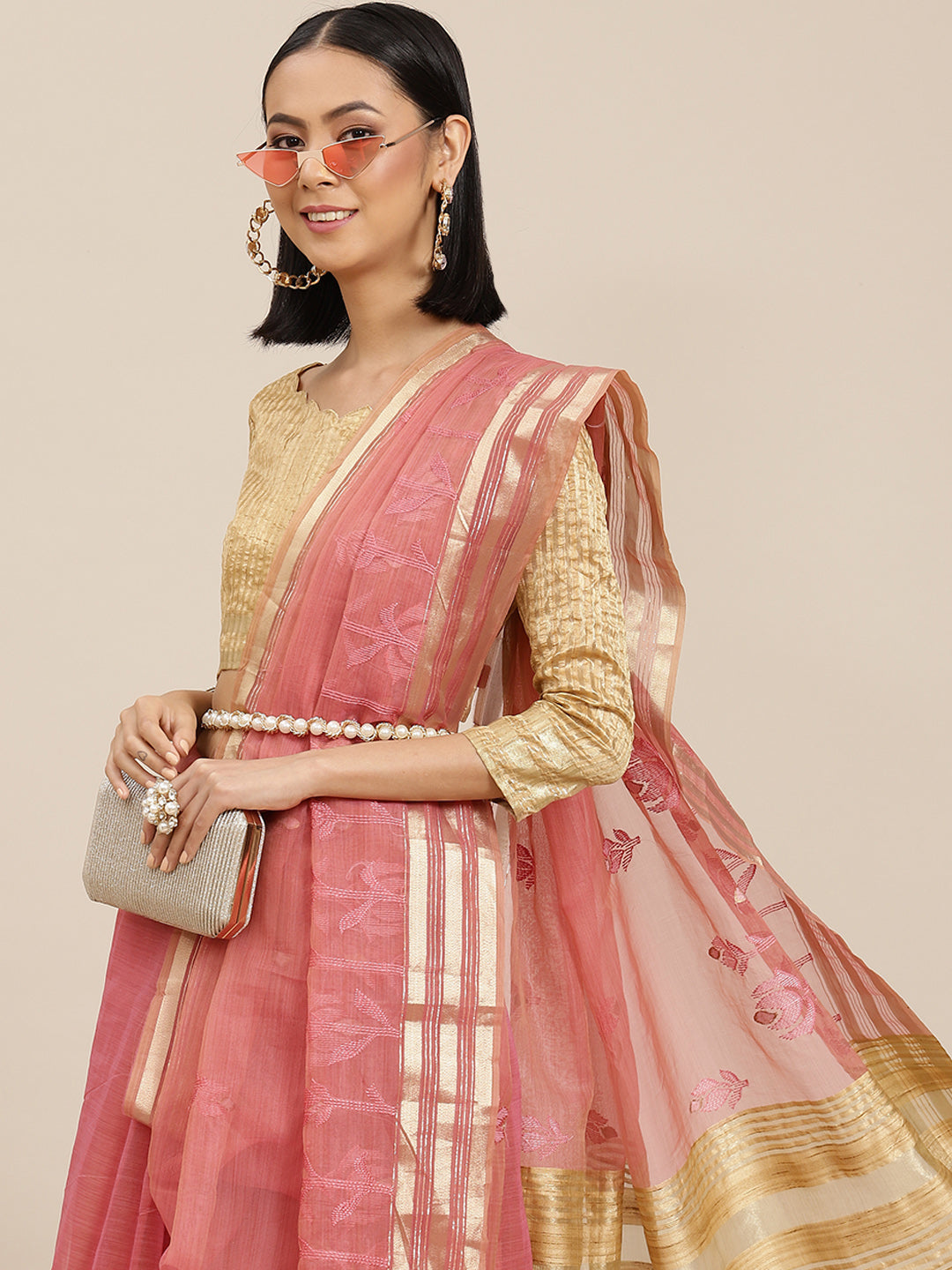 Dhiyona RV Women's Organza And Embroidery Work Saree With Blouse ( KVD1525 )