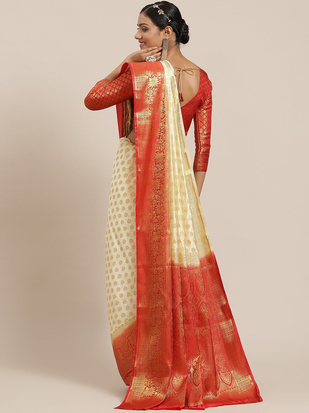 Dhiyona RV Women's Banarasi Cotton Silk With Zari weaving Saree ( KVD1585 )