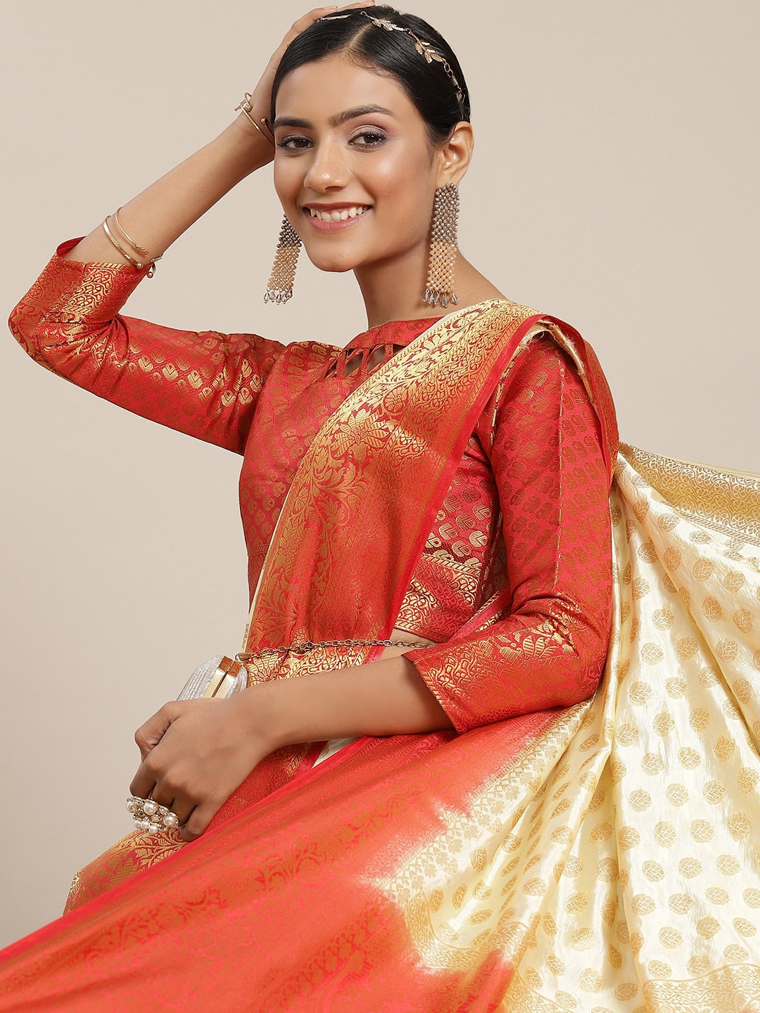 Dhiyona RV Women's Banarasi Cotton Silk With Zari weaving Saree ( KVD1585 )