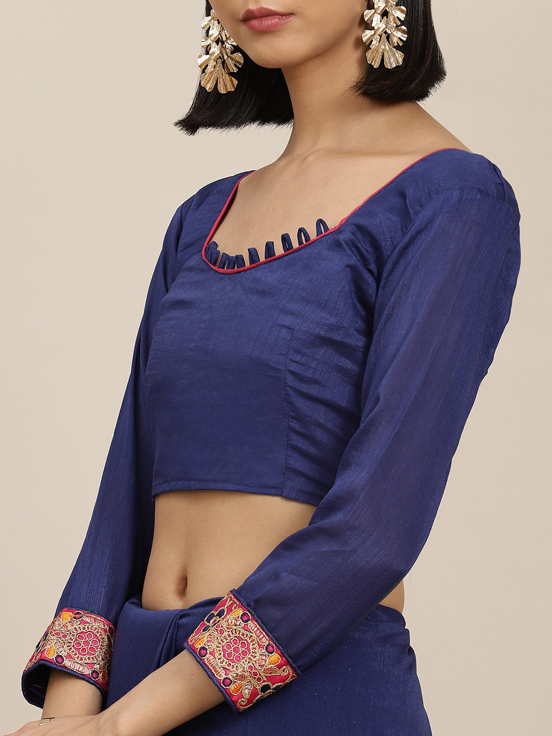 Dhiyona RV Women's Vichitra Silk With Zari Embroidered Saree With Blouse ( KVD1598 )