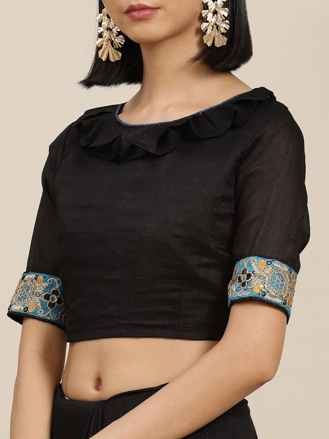 Dhiyona RV Women's Vichitra Silk With Zari Embroidered Saree With Blouse ( KVD1599 )