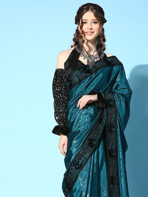 Dhiyona RV Women's Rangoli Silk Saree With Detachable Sleeve Fancy Saree ( KVD1617 )