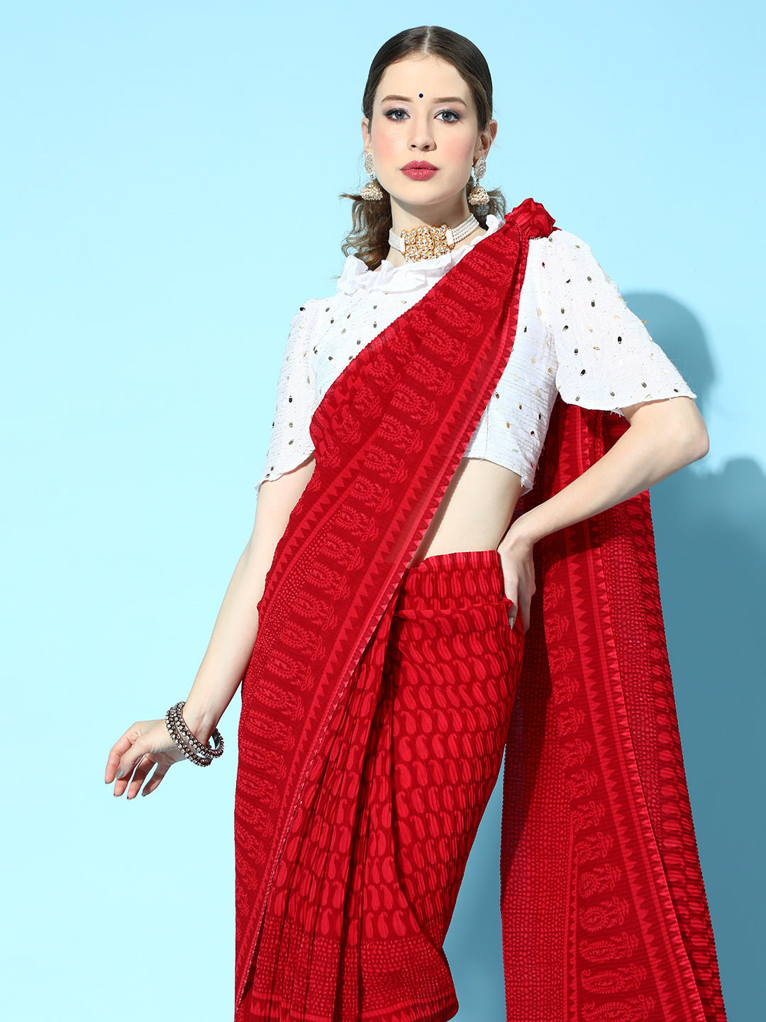 Dhiyona RV Women's Full Crushed Georgette Digital Printed Exclusive Saree ( KVD1625 )