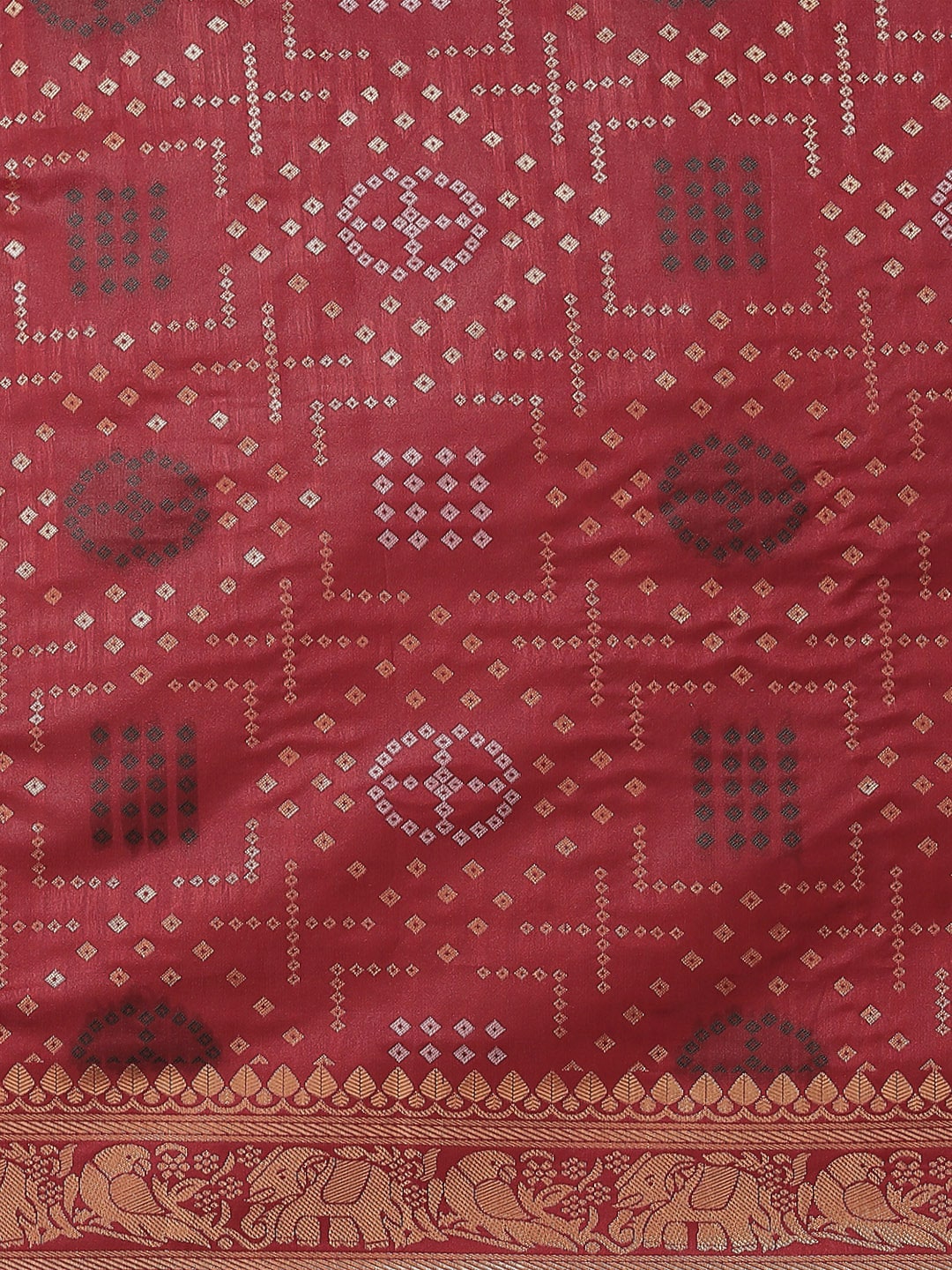 Dhiyona RV Women's Banarasi Cotton Silk With Zari weaving Bandhani Saree ( KVD1643 )