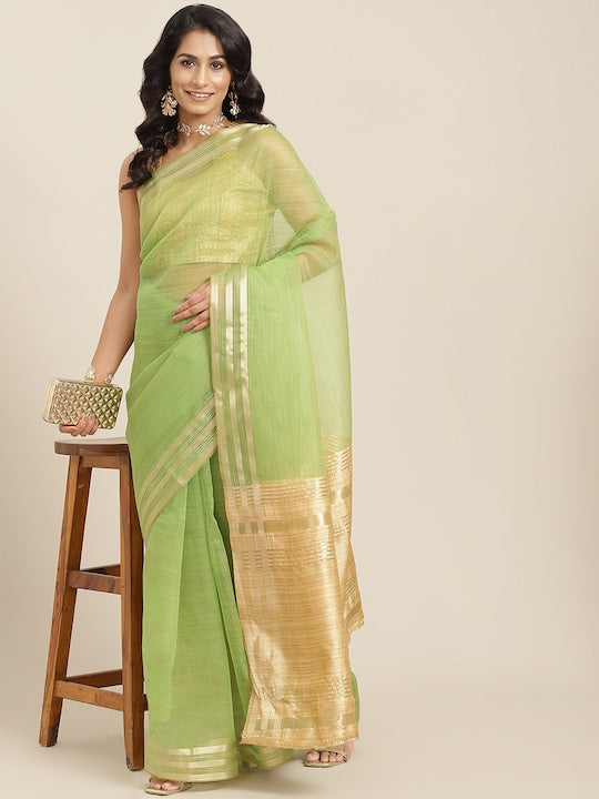 Dhiyona RV Women's Organza Zari Weaving Saree With Blouse ( KVD1704 )