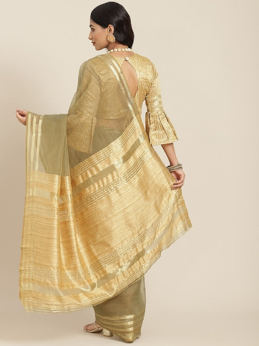 Dhiyona RV Women's Organza Zari Weaving Saree With Blouse ( KVD1705 )