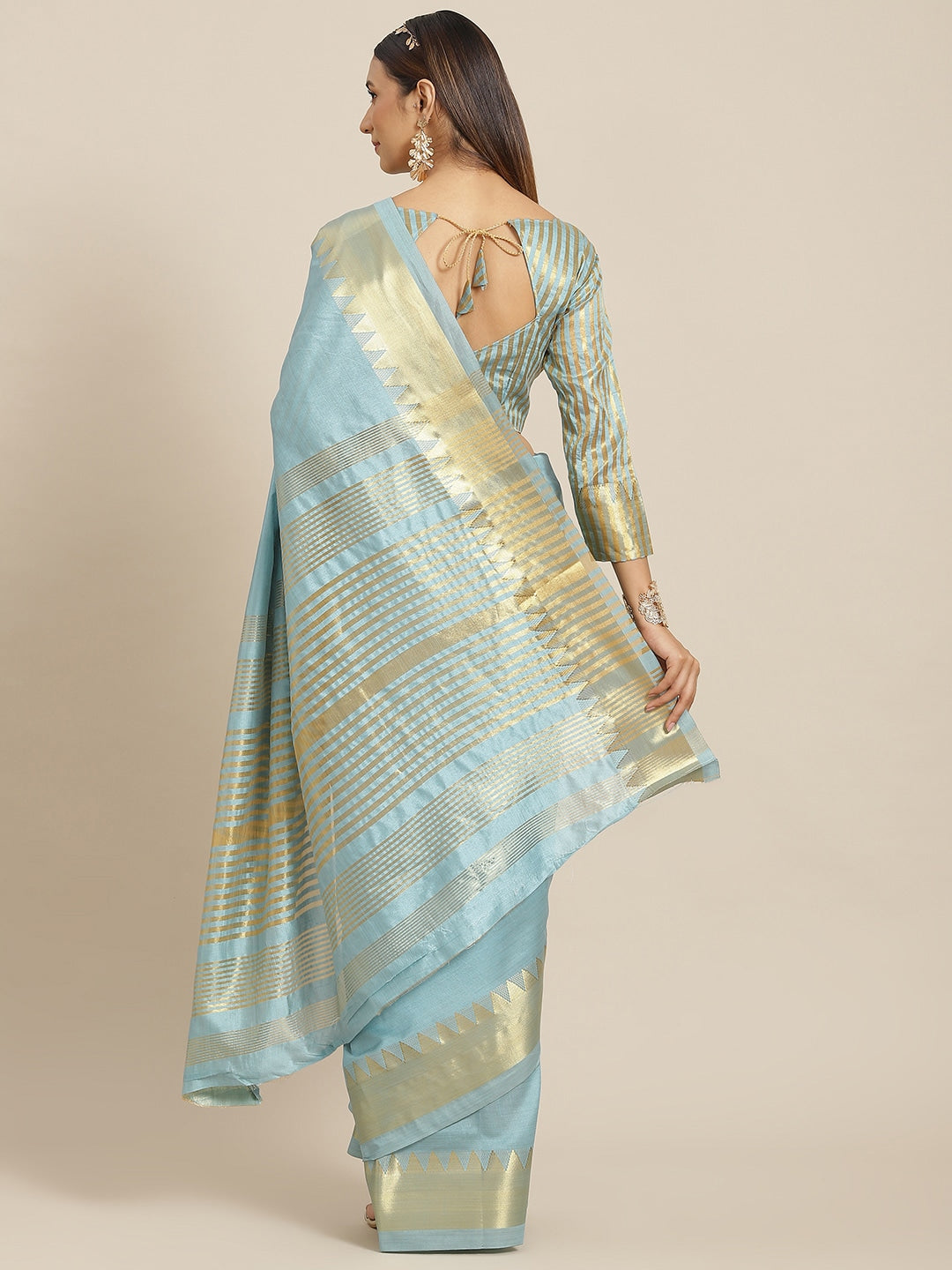 Dhiyona RV Women's Assam Silk With Golden Broad Border Saree ( KVD1717 )