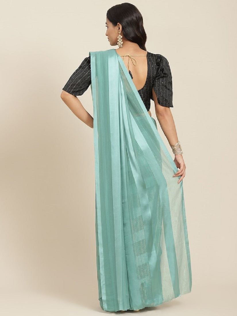Dhiyona RV Women's Luxurious Silk Blend Saree with Satin & Zari Stripes and Sequins Blouse ( KVD1806 )