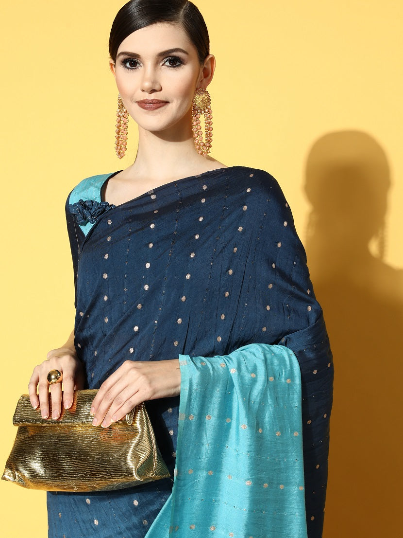 Dhiyona RV Women's Exquisite Soft Banarasi Cotton Tie-Dye Saree with Zari & Sequins Weaving With Blouse ( KVD1824 )