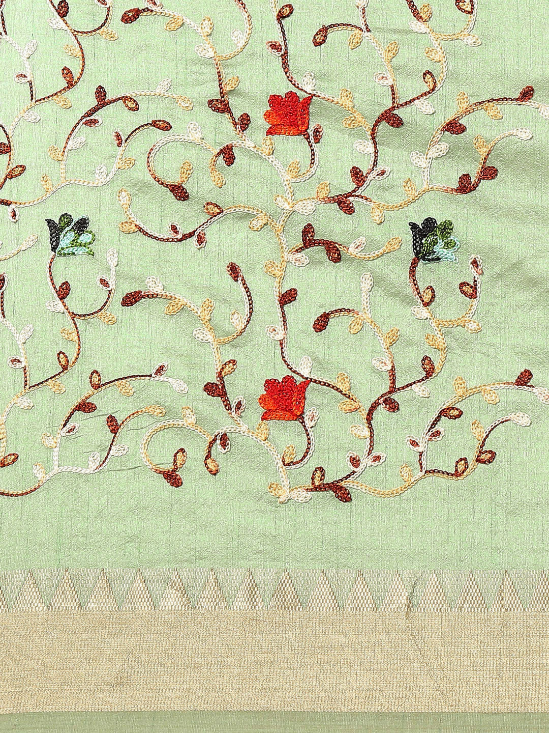 Dhiyona RV Women's Elegant Assam Cotton Silk Saree with Thread Embroidery & Golden Zari Border With Blouse ( KVD1892 )