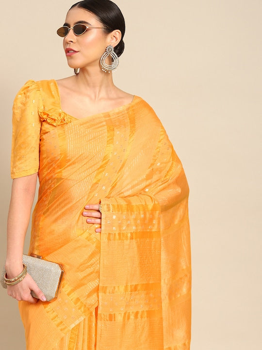 Dhiyona RV Women's Premium Soft Banarasi Cotton Tie-Dye Saree with Zari & Sequins Weaving With Blouse ( KVD1901 )