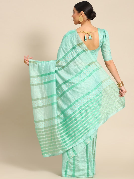 Dhiyona RV Women's Premium Soft Banarasi Cotton Tie-Dye Saree with Zari & Sequins Weaving With Blouse ( KVD1902 )