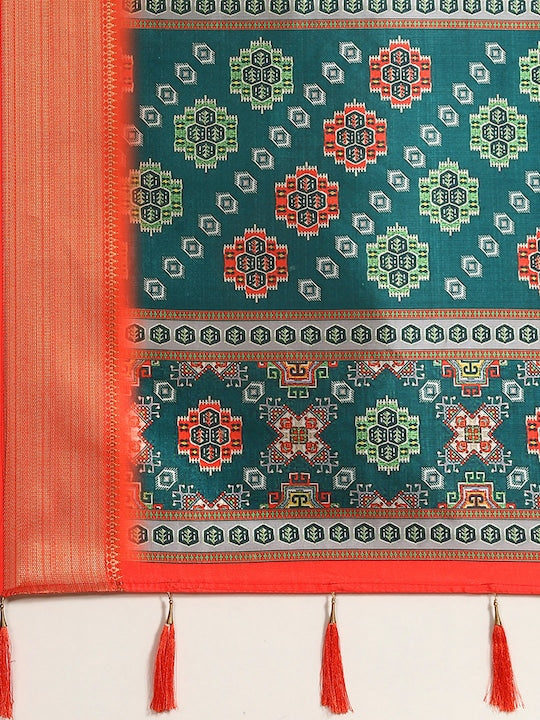 Dhiyona RV Women's Luxurious Banarasi Silk Digital Print Saree with Zari Woven Rich Pallu With Blouse ( KVD1906 )