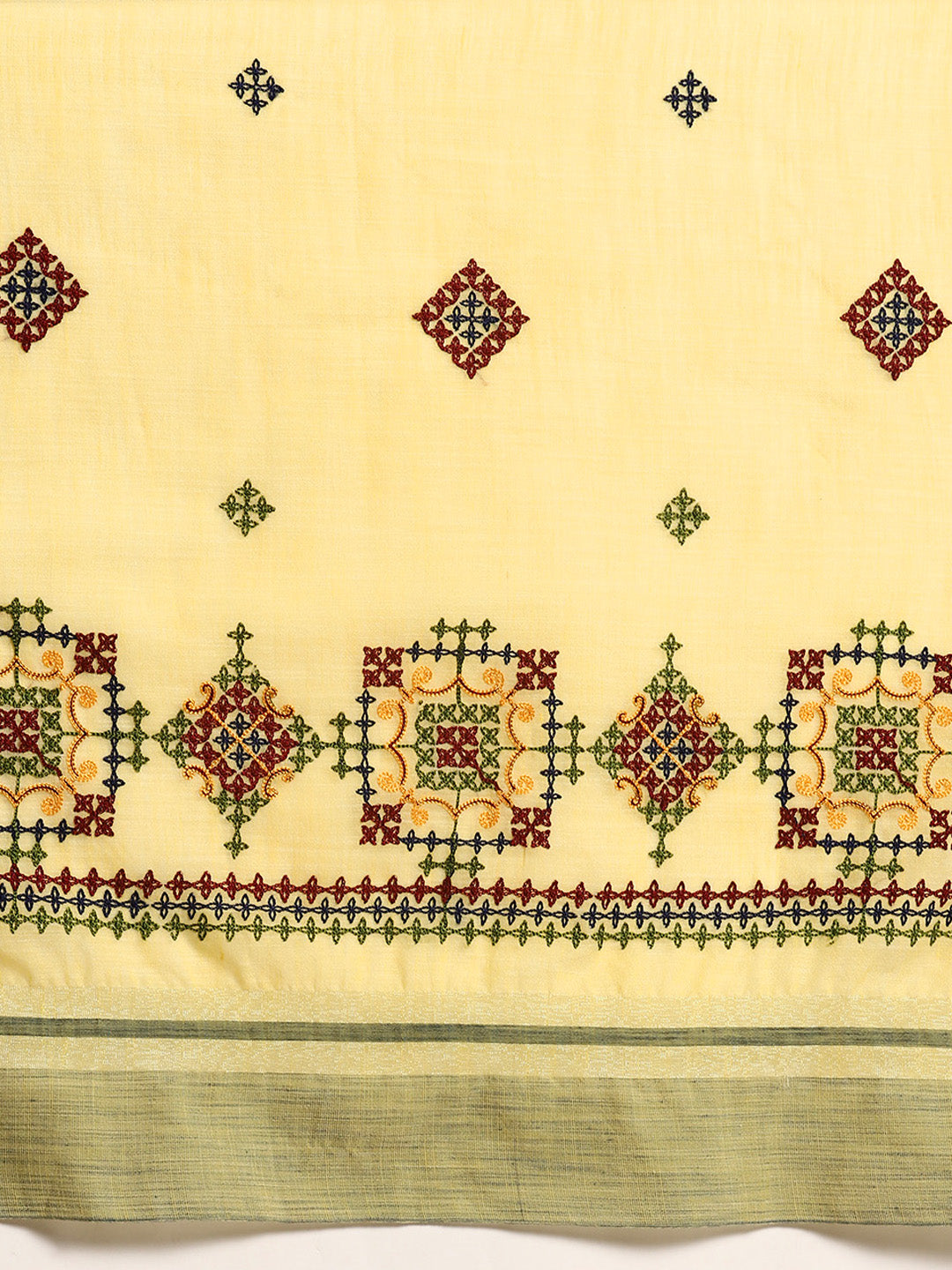 Dhiyona RV Women's Graceful Linen Cotton Saree with Elegant Thread Embroidery With Blouse ( KVD1913 )