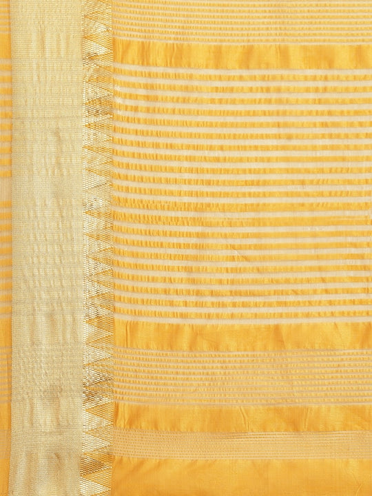 Dhiyona RV Women's Elegant Assam Cotton Silk Saree with Colorful Thread Embroidery & Temple Border With Blouse ( KVD2044 )