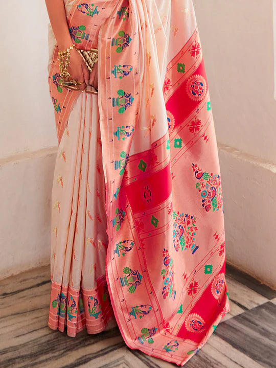 Dhiyona RV Women's Art Silk With Ethnic Motif Woven Design Saree With Woven Design Blouse ( KVD2095 )