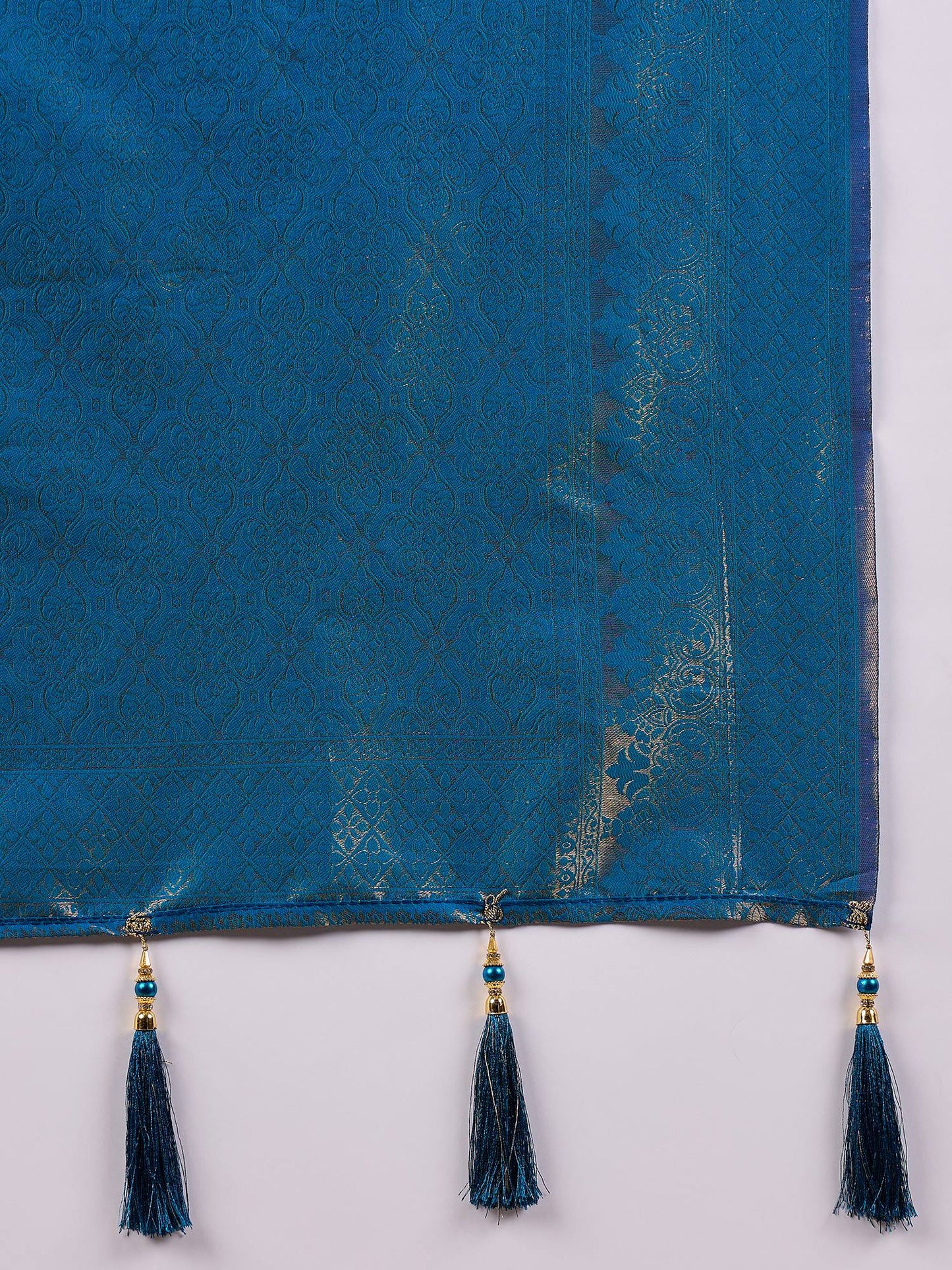 Dhiyona RV Women's Traditional Kanjivaram Silk Saree with Golden Zari Woven Border With Blouse ( KVD2141 )