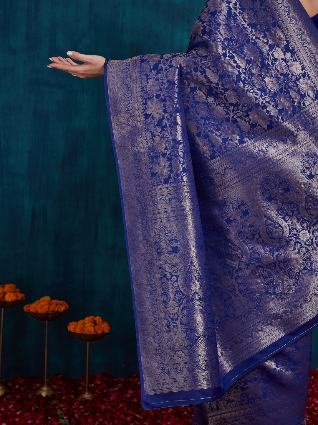 Dhiyona RV Women's Kanjivaram Silk Woven With Golden Woven Border Saree ( KVD2161 )
