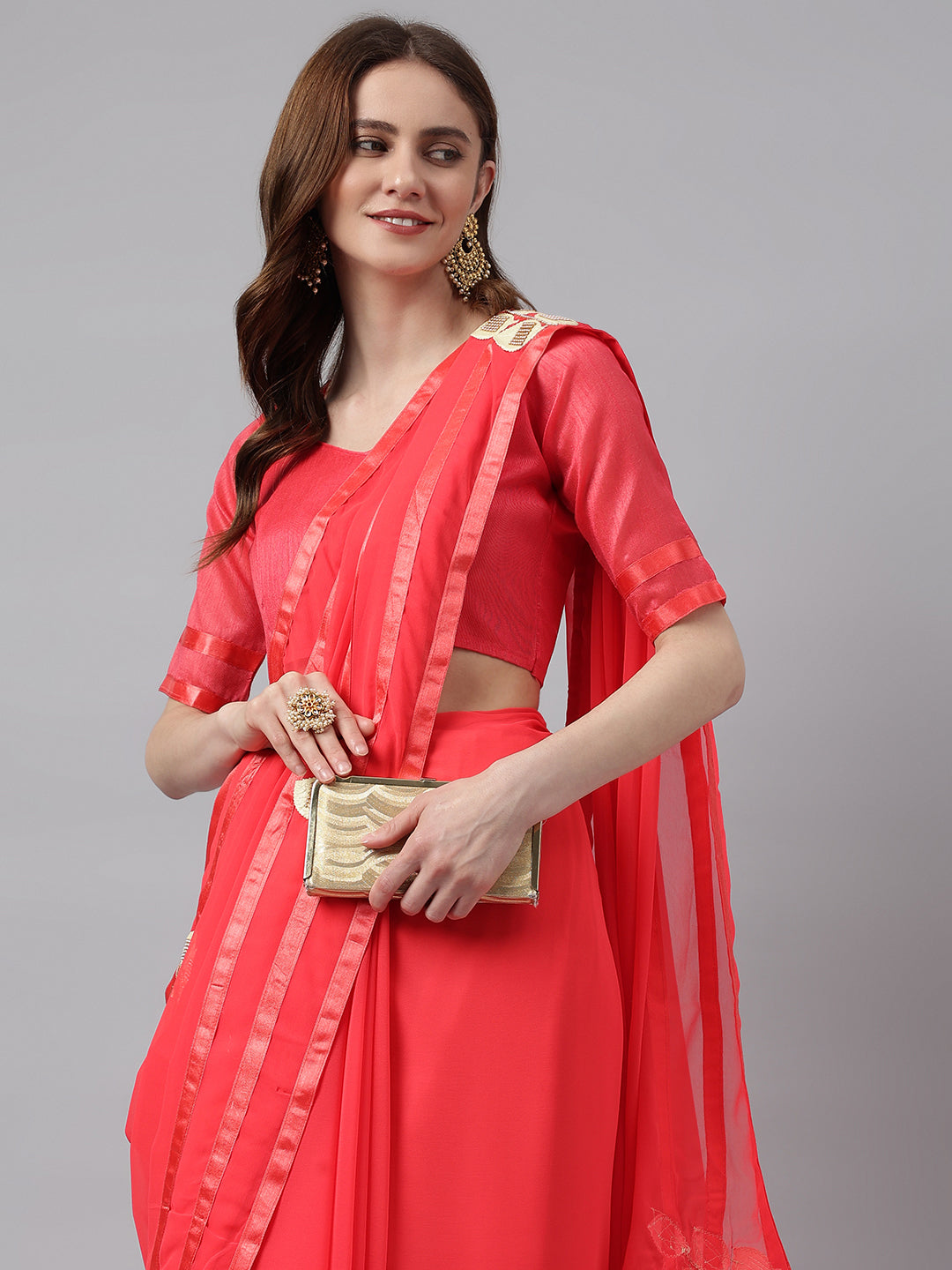 Dhiyona RV Women's Elegant Printed Georgette Saree with Unstitched Blouse ( KVD276 )