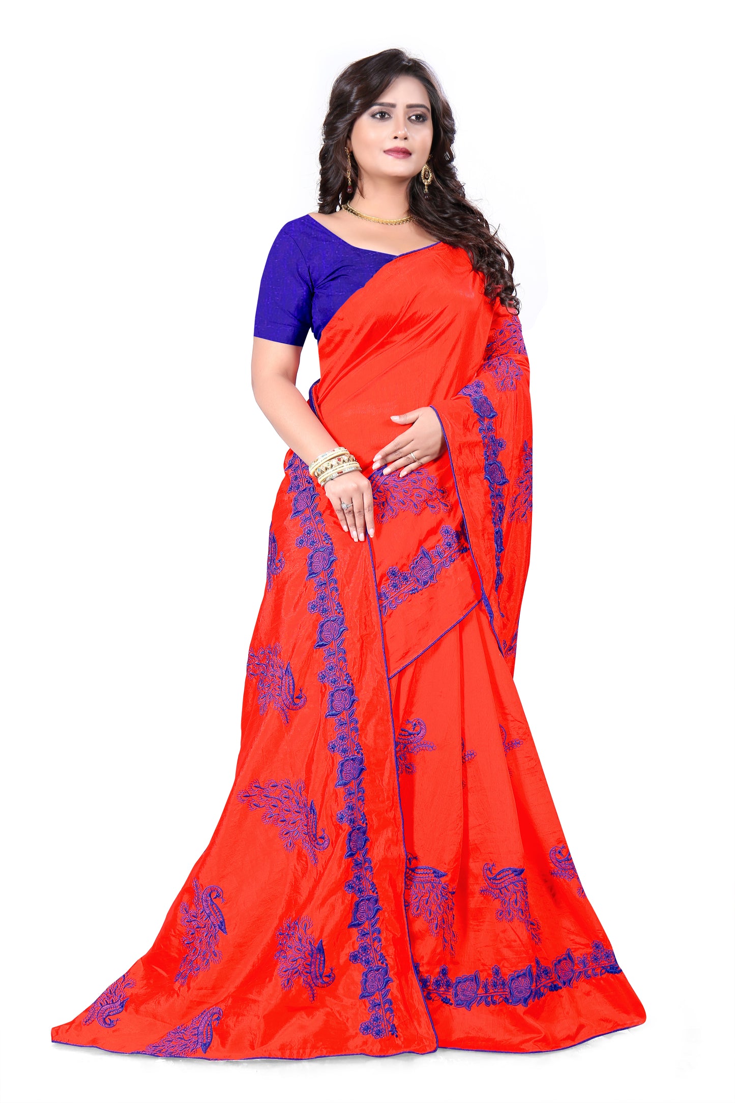 Dhiyona RV Women's Designer Sana Silk Thread Embroidered Saree with Banglori Silk Blouse ( KVD383 )