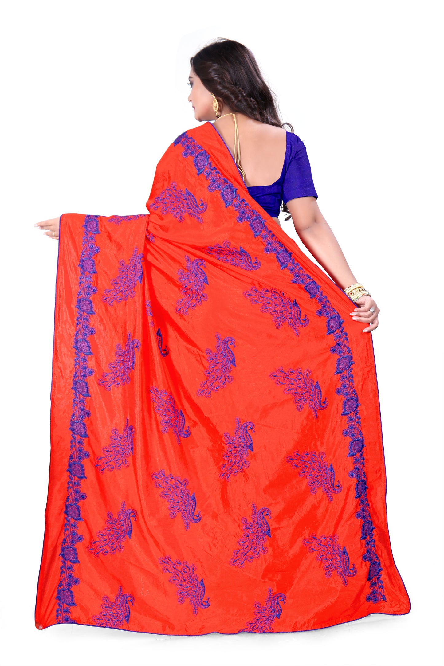 Dhiyona RV Women's Designer Sana Silk Thread Embroidered Saree with Banglori Silk Blouse ( KVD383 )