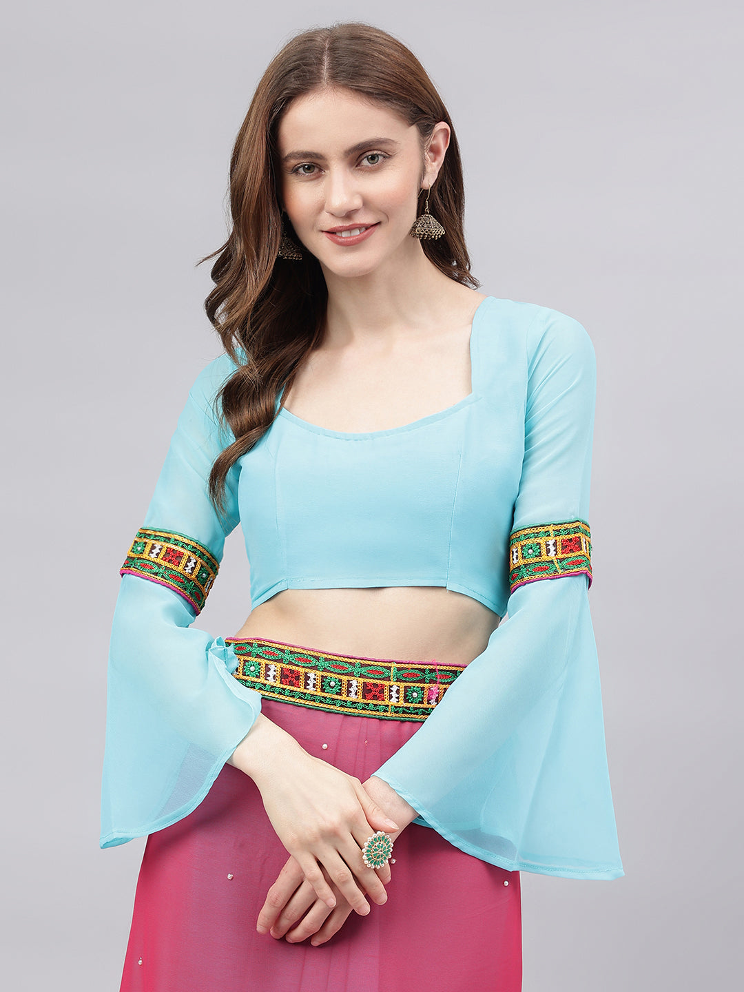 Dhiyona RV Women's Georgette With heavy Kutchi Embroidered Work Saree ( KVD712 )