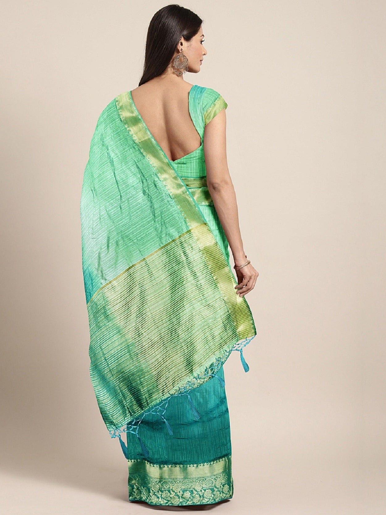 Dhiyona RV Women's Banarasi Silk With Silver and Golden Jacquard Print Saree ( KVD914 )