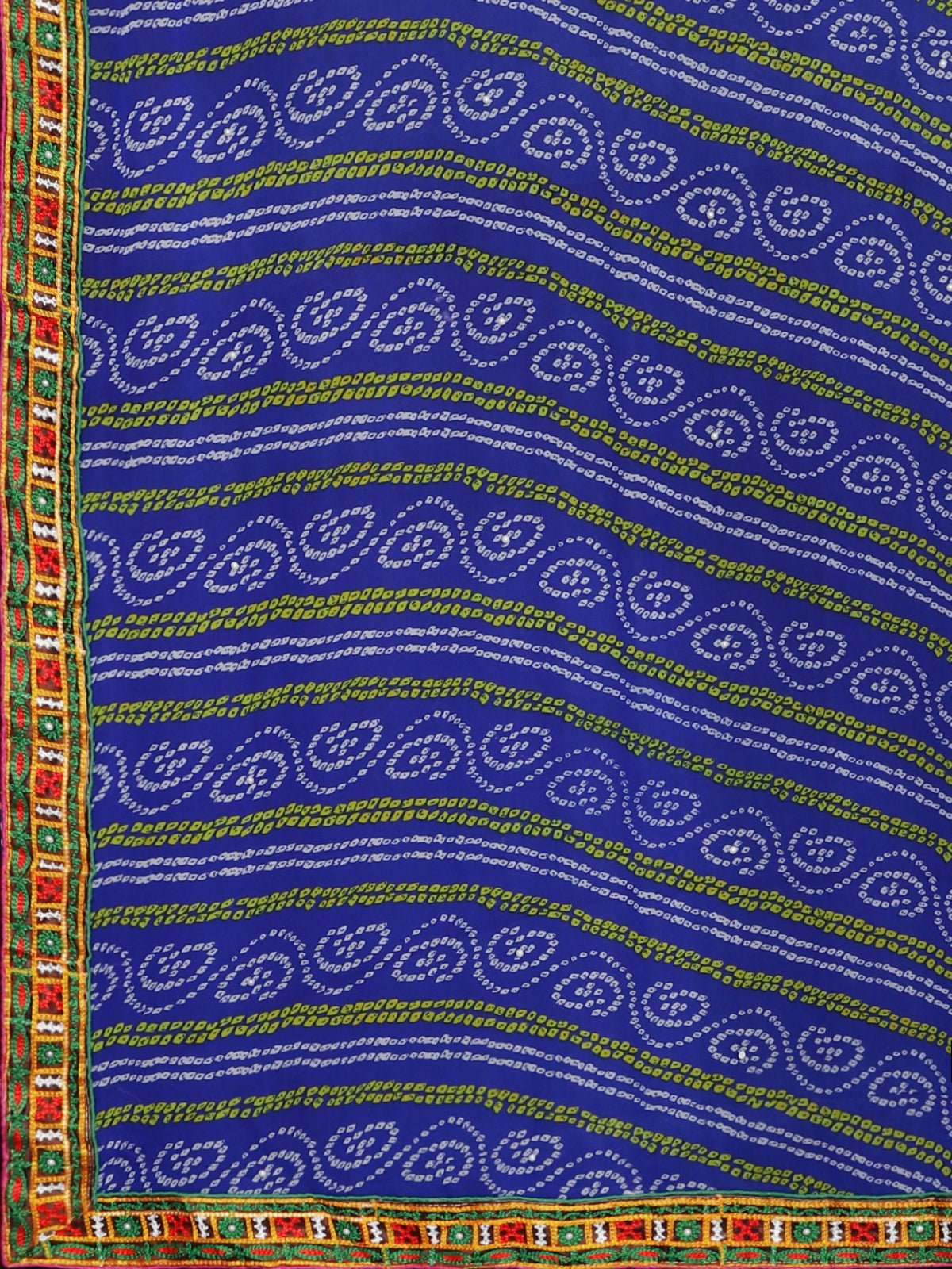 Dhiyona RV Women's Half And Half Bandhani Pallu With Kutchi Embroidered Saree ( KVD930 )