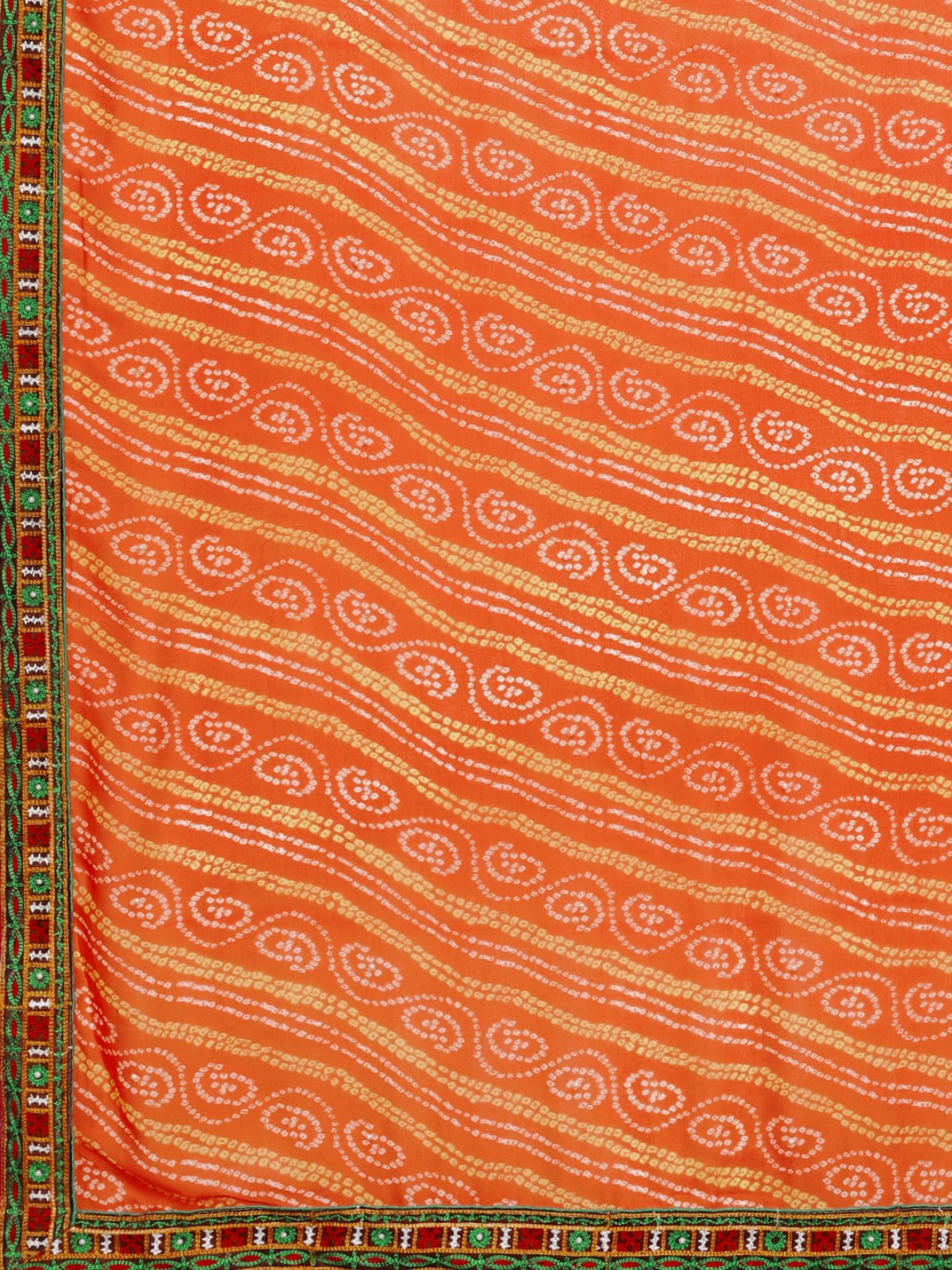 Dhiyona RV Women's Half And Half Bandhani Pallu With Kutchi Embroidered Saree ( KVD933 )
