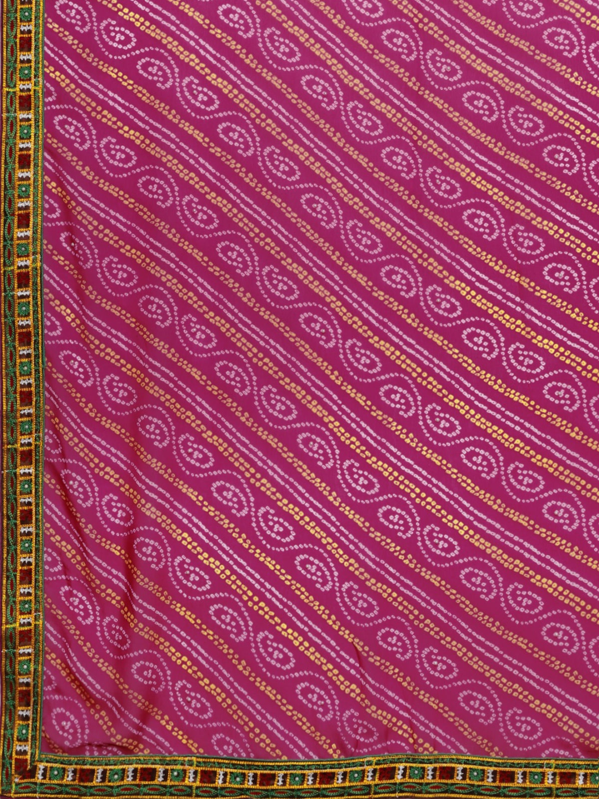 Dhiyona RV Women's Half And Half Bandhani Pallu With Kutchi Embroidered Saree ( KVD934 )