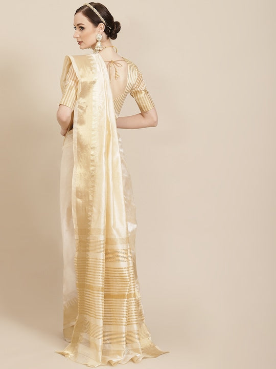 Dhiyona RV Women's Assam Silk With Golden Broad Border Saree ( KVD986 )
