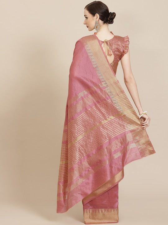 Dhiyona RV Women's Assam Silk With Golden Broad Border Saree ( KVD989 )