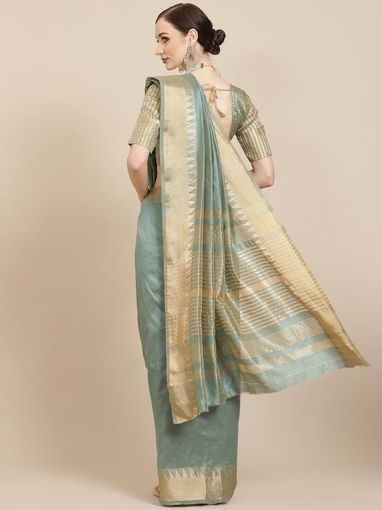 Dhiyona RV Women's Assam Silk With Golden Broad Border Saree ( KVD991 )