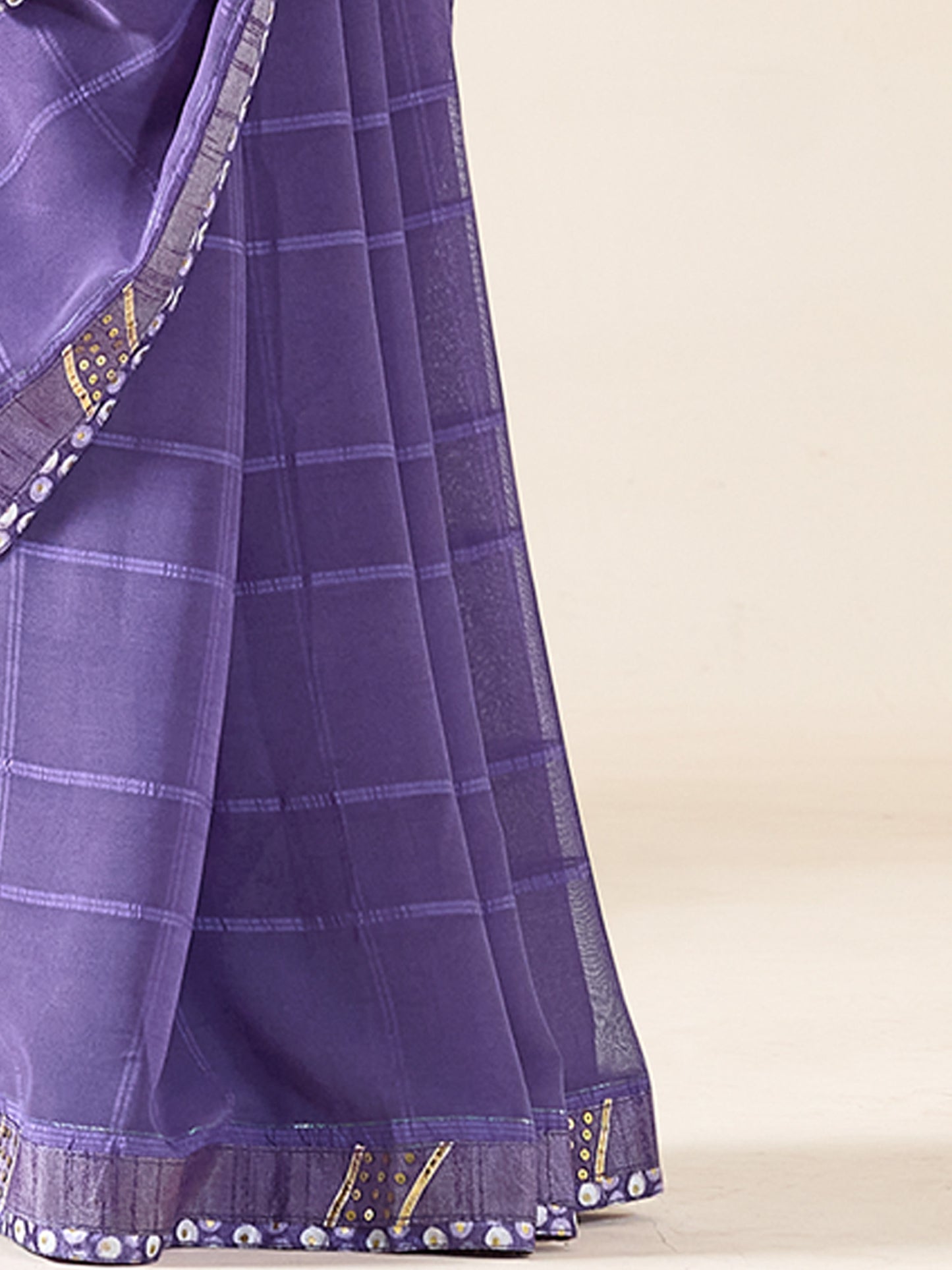 Women's Georgette Purple Printed Designer Saree With Blouse Piece