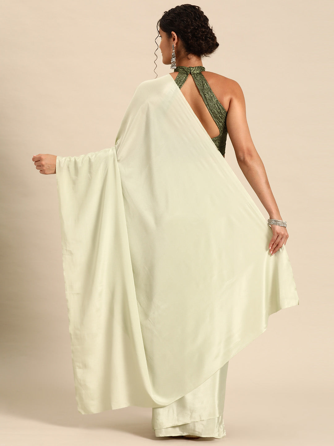 Dhiyona GR Women's Sabhya Pista Green Satin Saree