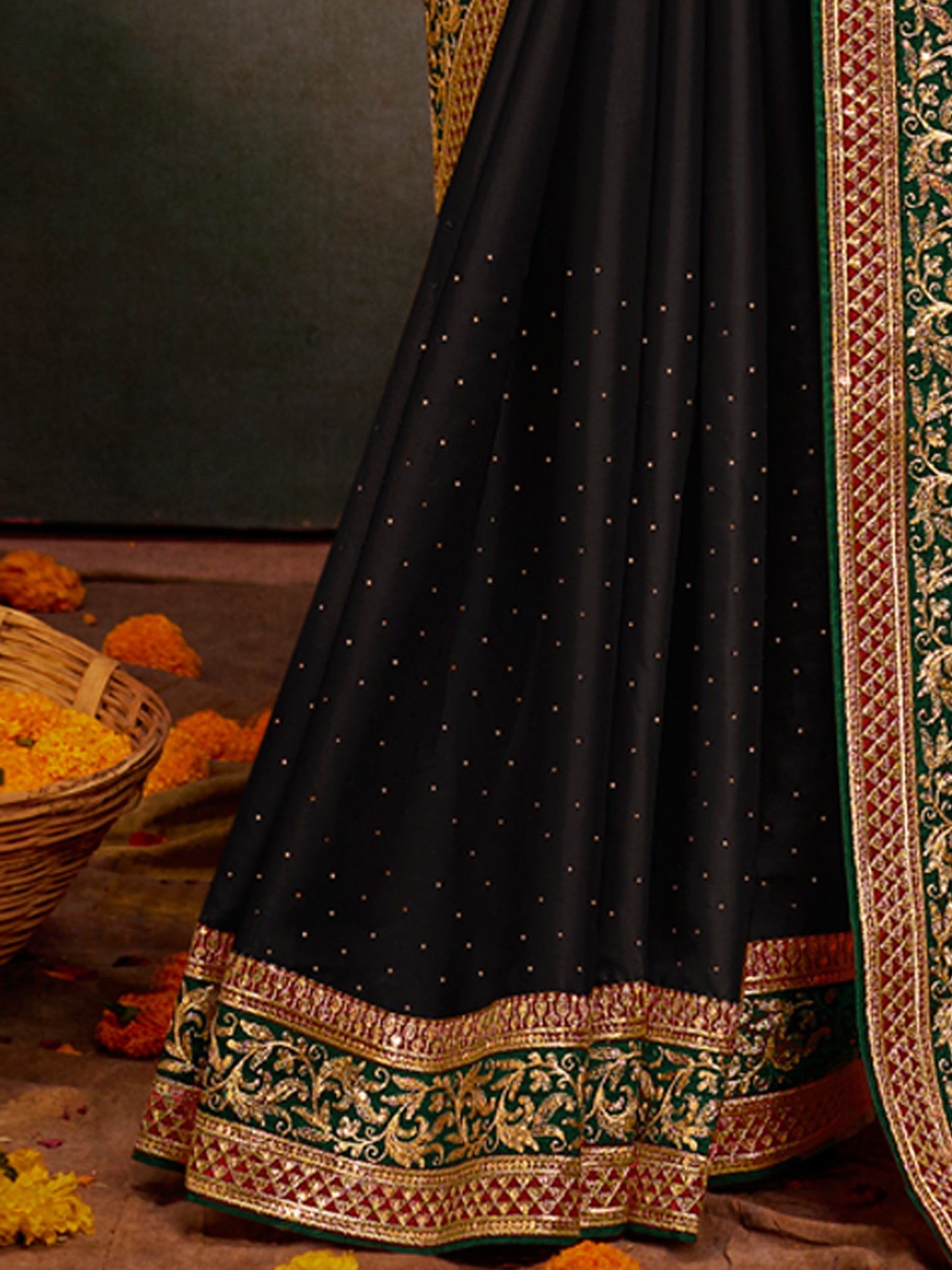 Women's Satin Silk Maroon Embroidered Designer Saree With Blouse Piece