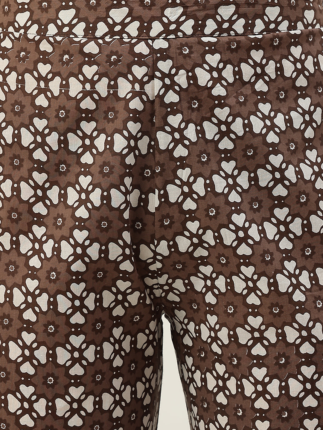 Women's Brown Straight Cotton Kurta With Palazzo And Dupatta