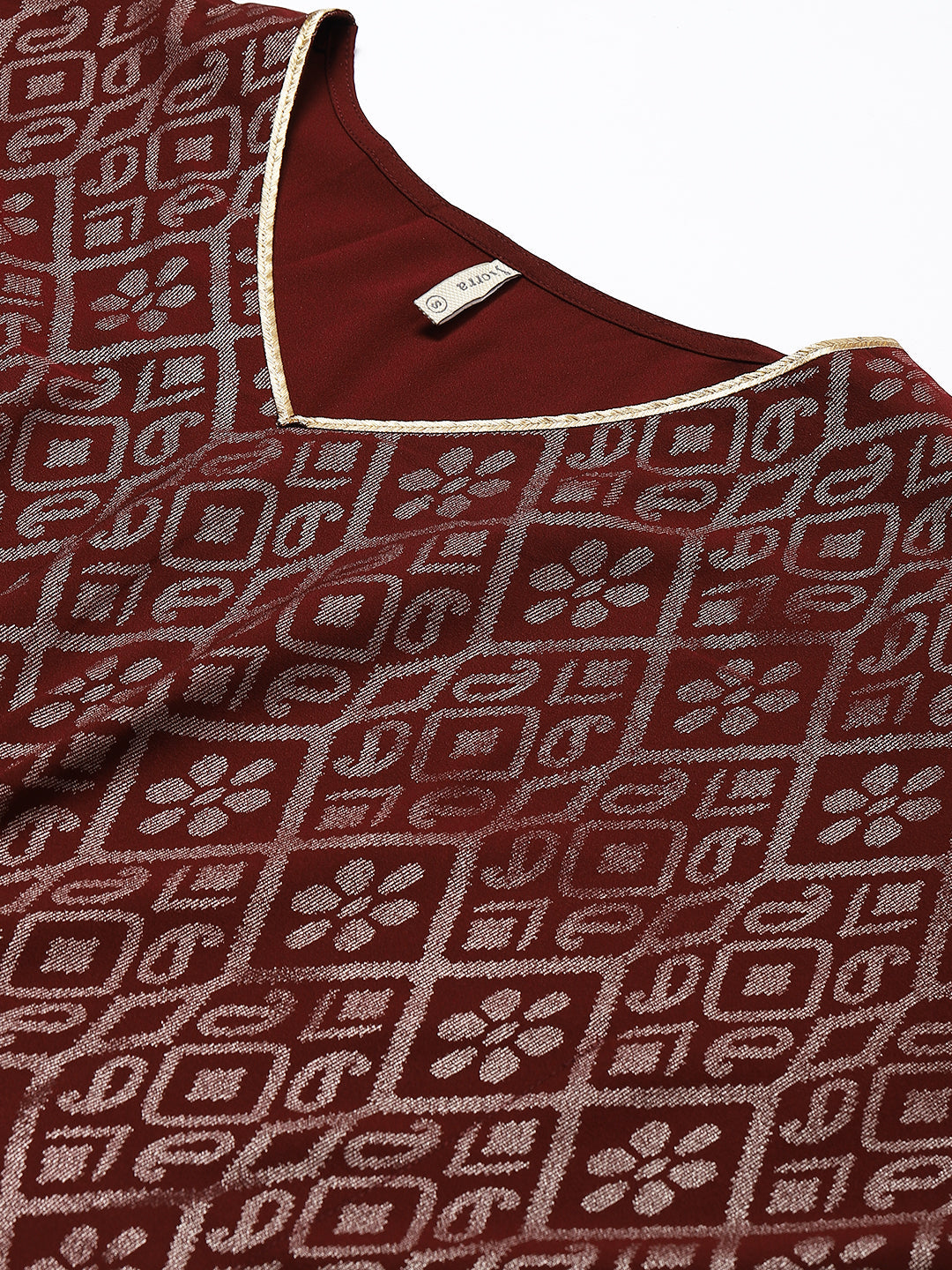 Women's Maroon Poly Crepe Kaftan Kurta with Pant