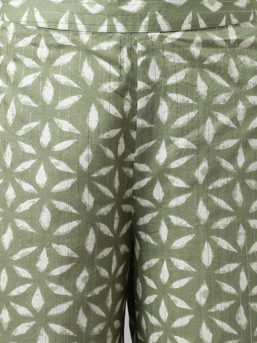 Women's Fern Green Pure Cotton Flared Kurta, Palazzo & Dupatta