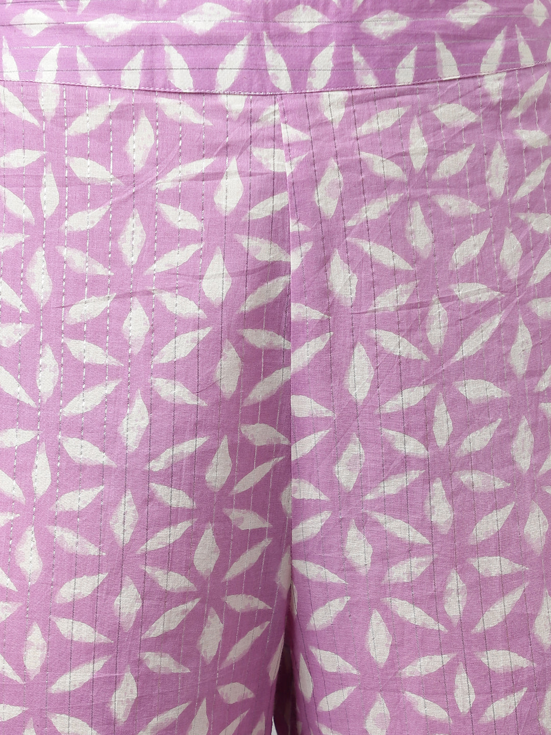 Women's Lavender Pure Cotton Flared Kurta Set With Dupatta