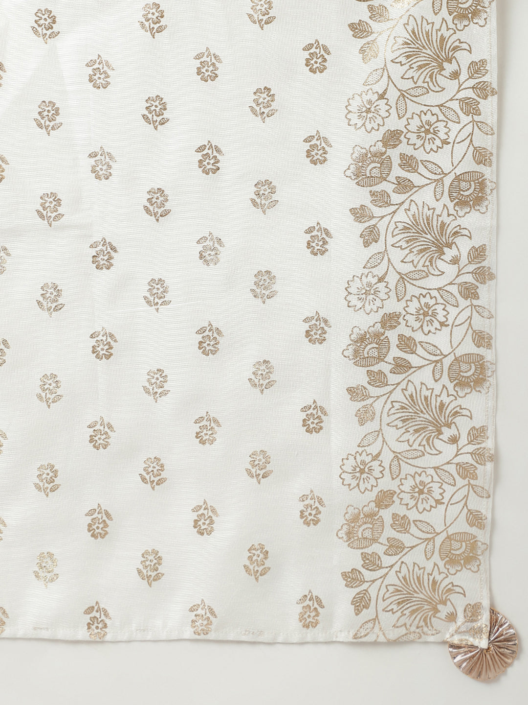 Women's Off White Pure Cotton Flared Kurta with Palazzo and Dupatta