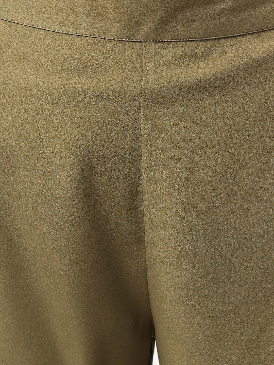 Women's Olive Green Poly Crepe A-line Kurta with Pant and Dupatta