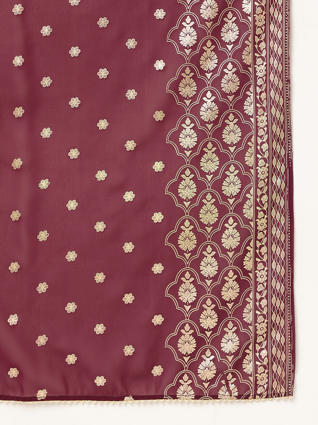 Women's Purple Poly Crepe Flared Kurta with Dupatta and Pant