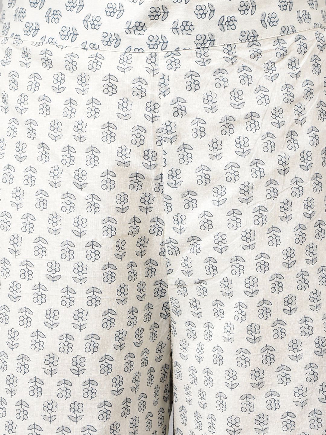 Women's Off White Cotton A-line Kurta with Palazzo