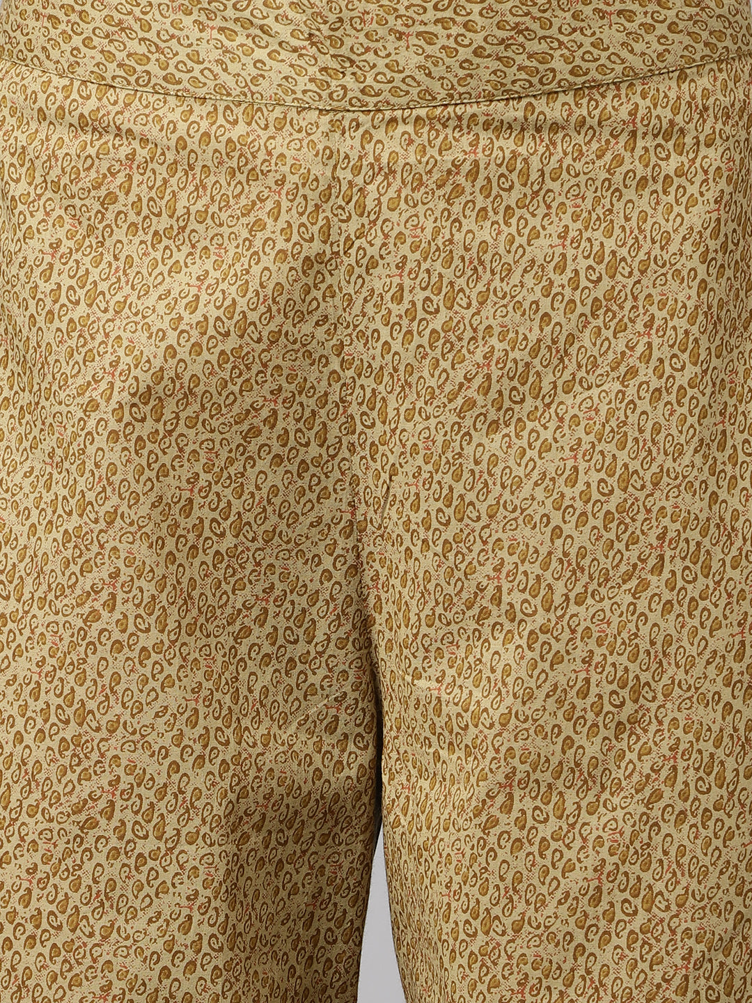 Women's Brown Cotton A-Line Kurta with Palazzo