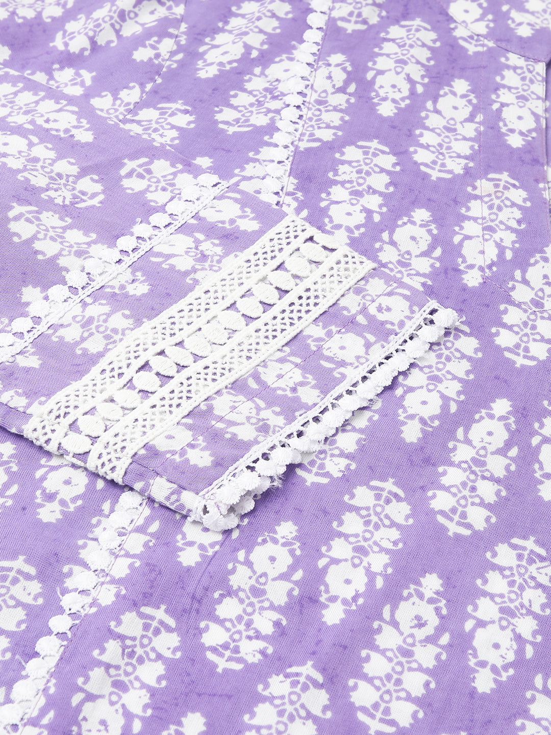 Women's Light Purple Cotton A-Line Kurta with Pant