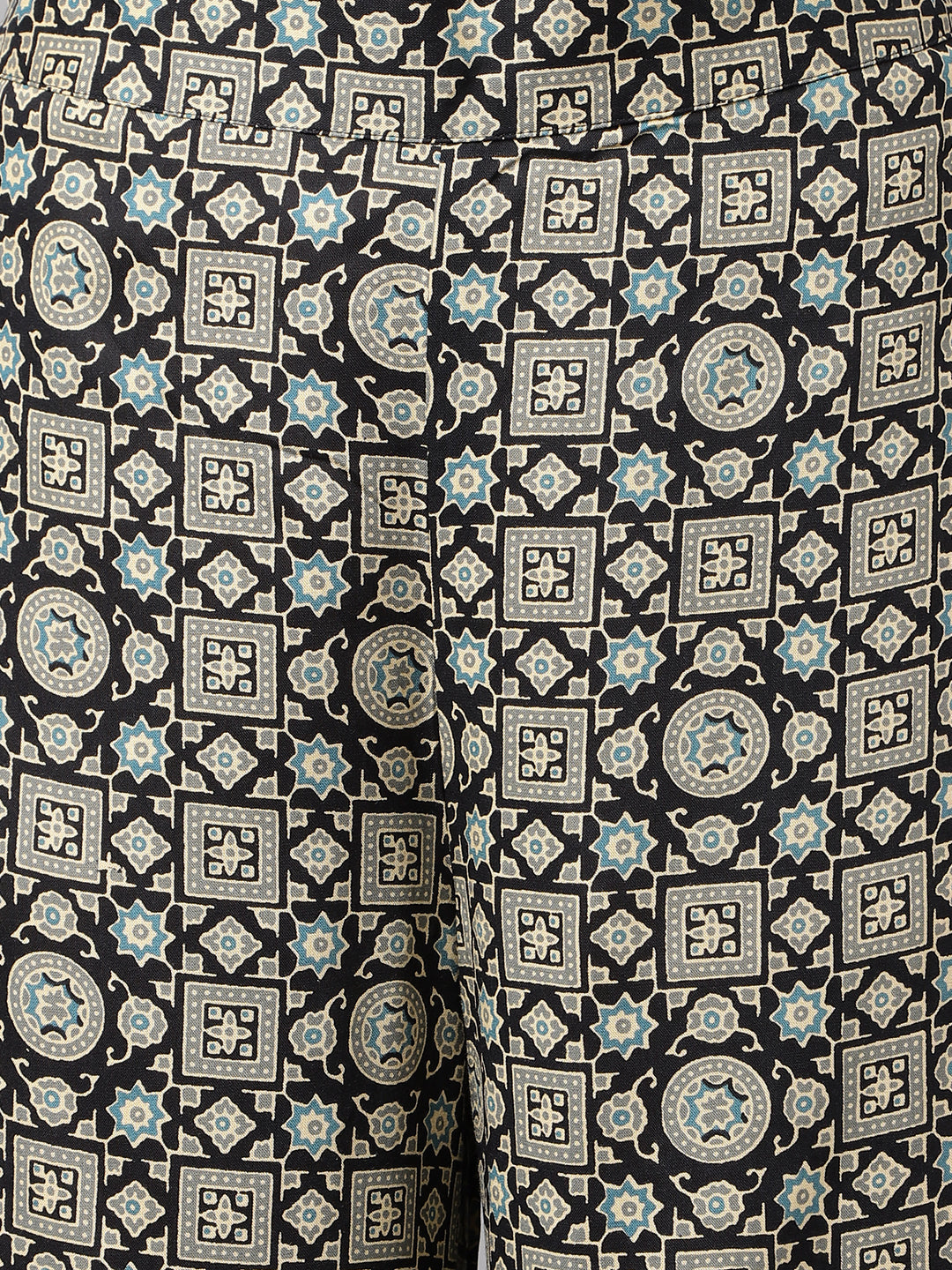 Women's Black Cotton A-Line Kurta with Palazzo